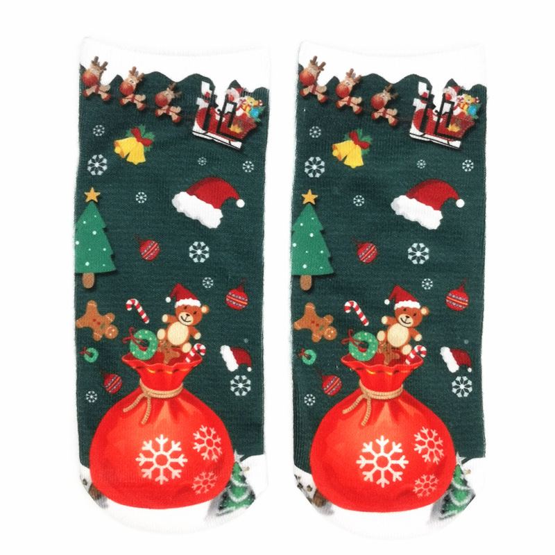 Christmas Stockings Elderly Female Elk 3D Digital Printing Plans Sock